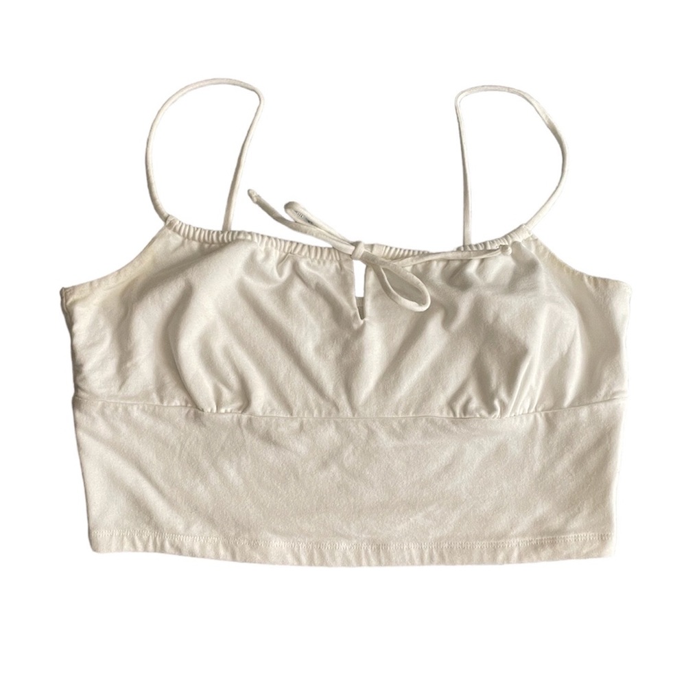NWOT Women’s Aeropostale Keyhole Open Very Cropped Slim Fit Tank Top with Tie - Picture 3 of 7